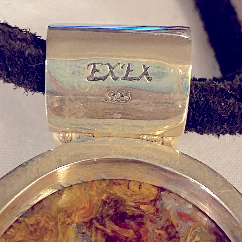 EXEX Sterling Silver Leather Pendant - Picture 3 of 3